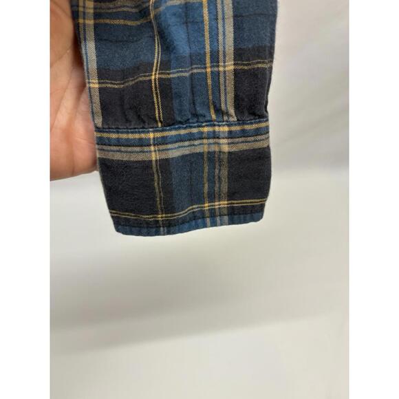 American Eagle Men’s Blu Plaid Snap Button Long Sleeve Shirt With Pockets Size M - Picture 5 of 9